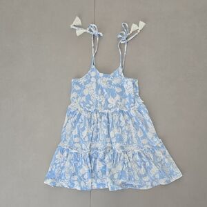 New Girls Light Blue Floral Tiered Sundress with Tie Straps Size 8Y